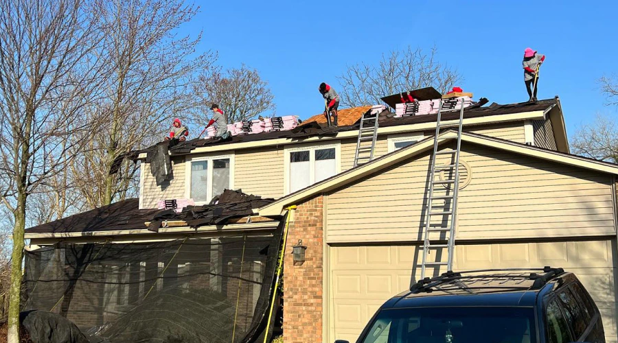 contractors doing a roof replacement